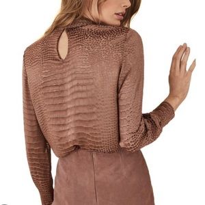 REISS Della-Snake Burnout top NWT Bronze
